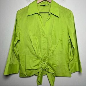 Lafayette 148 New York Women Top 10 Brat Green Buckle Tie Front Office‎ Business